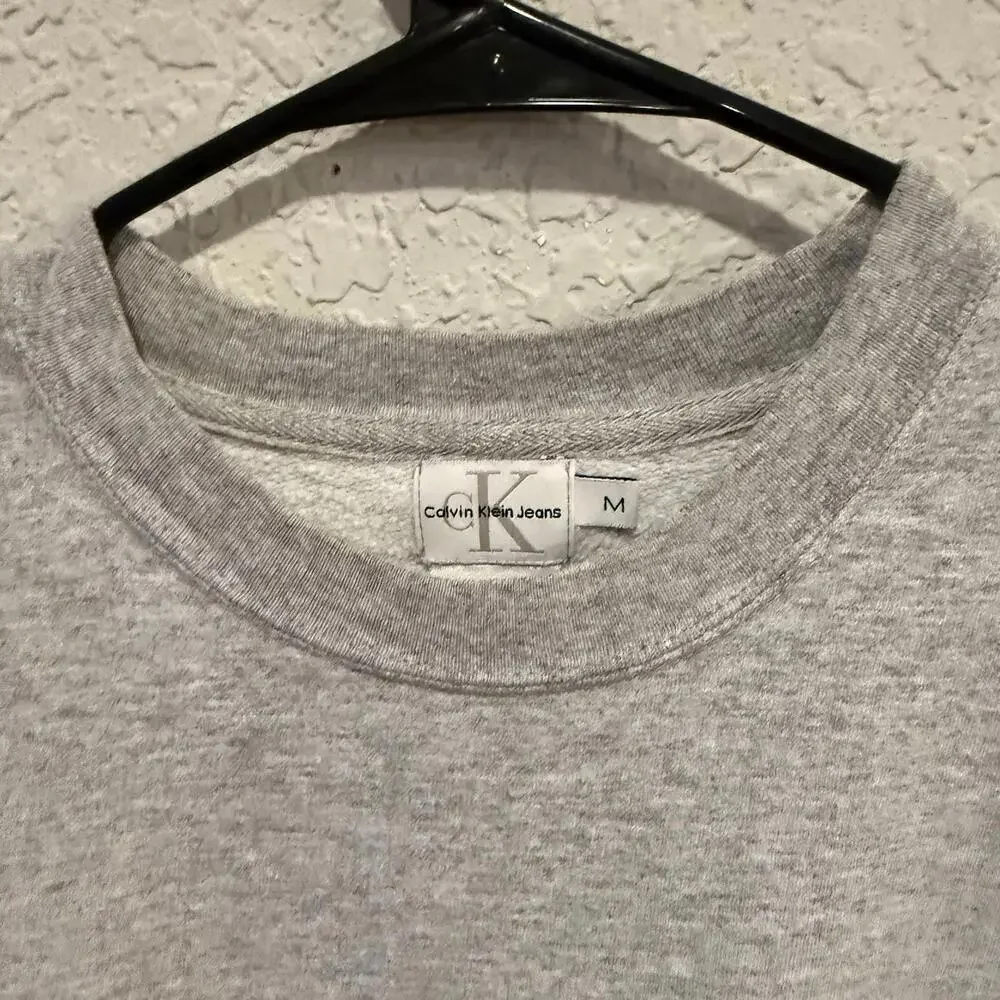 Vintage 90s Calvin Klein‎ Jeans Sweatshirt Size Mens Medium Gray Logo USA